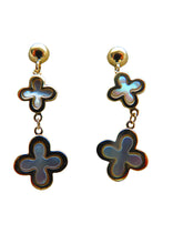 Load image into Gallery viewer, Van Cleef & Arpels Style Gold Clover Mother Of Pearl Drop Earrings 9 Carat