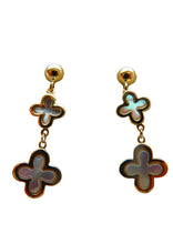 Load image into Gallery viewer, Van Cleef & Arpels Style Gold Clover Mother Of Pearl Drop Earrings 9 Carat