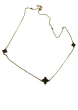 Load image into Gallery viewer, Van Cleef & Arpels Style Malachite Green Clover Adjustable 18"-20" Yellow Gold Necklace 9 Carat