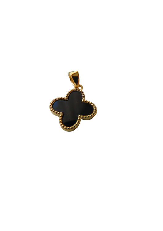 Clover Gold & Black Pendant 9 Carat Also Available In Green Malachite, Mother Of Pearl & All Gold