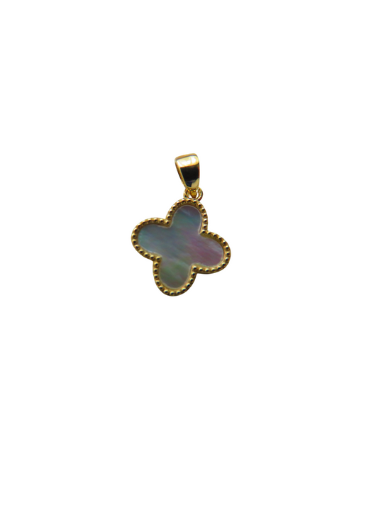 Mother Of Pearl Clover Pendant 9 Carat Yellow Gold