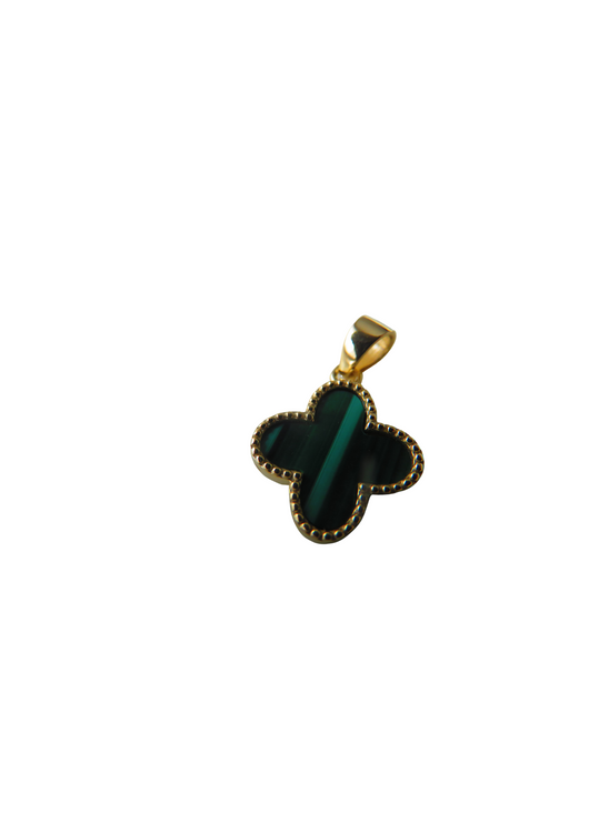Gold Clover Green Malachite Pendant 9 Carat Also Available In Mother Of Pearl & All Gold