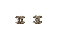 Load image into Gallery viewer, Gold CC Stud Earrings 9 Carat Yellow All Natural Stones Large