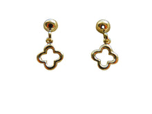 Load image into Gallery viewer, 4 Leaf Clover Drop Earrings 9 Carat Delicate