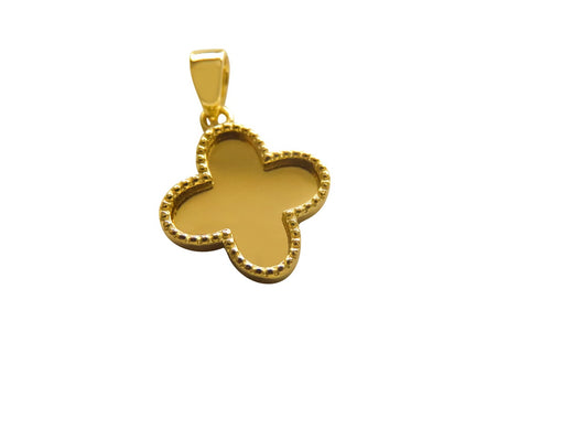 Gold Clover Pendant 9 Carat Yellow Solid Available In Mother Of Pearl & Black