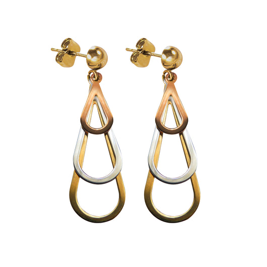 Gold Drop Earrings 9 Carat Multi Coloured Gold