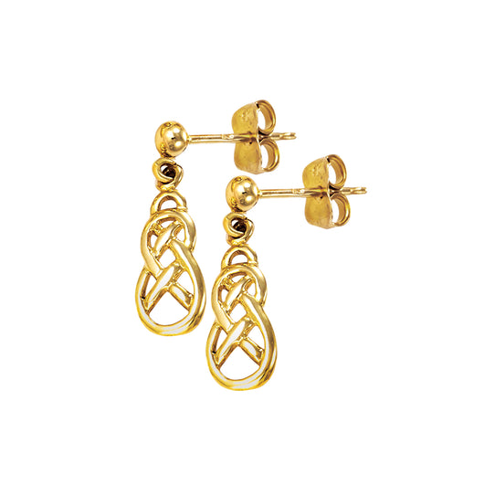 Gold Celtic Drop Earrings Yellow 9 Carat