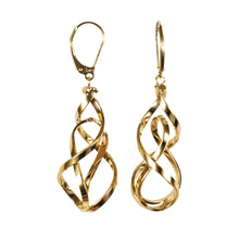 Load image into Gallery viewer, Gold Drop Earrings 9 carat White Swirl Double

