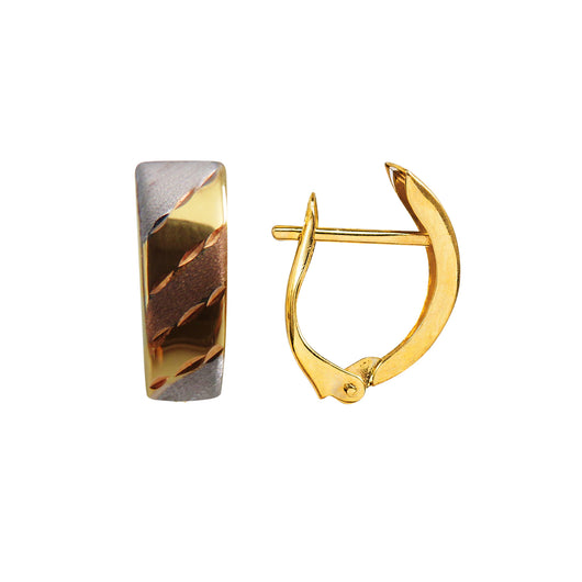Gold Stud Earrings 9 Carat Solid Multi Colour Diamond Cut