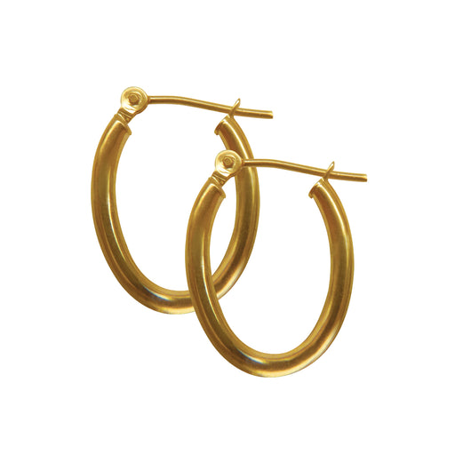 Gold Sleeper Hoop Earrings 9 Carat Yellow Oval