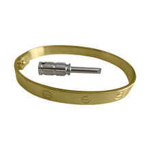 Load image into Gallery viewer, Gold Love Screw Bangle 9 Carat Solid Yellow With Screwdriver Child Hinged
