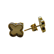 Load image into Gallery viewer, Gold Clover Stud Earrings 9 Carat Yellow Solid Also Available In Mother Of Pearl Green &amp; Black
