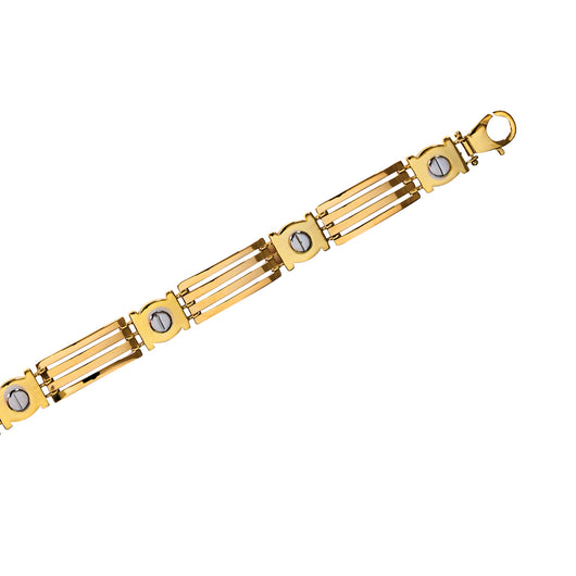 Men's Gold Screw Bracelet Yellow & White 9 Carat