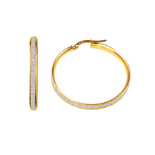 Load image into Gallery viewer, Gold Glitter Hoop Earrings 9 Carat White Large

