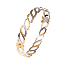 Load image into Gallery viewer, Gold Hinged Bangle 9 Carat Yellow &amp; White
