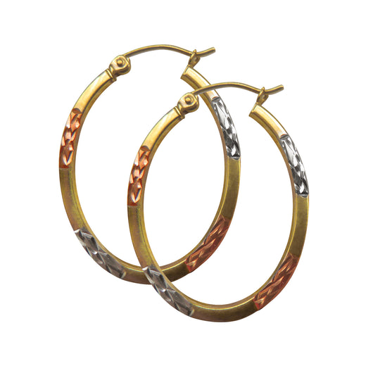 Gold Hoop Earrings 9 Carat Multi Colour Oval