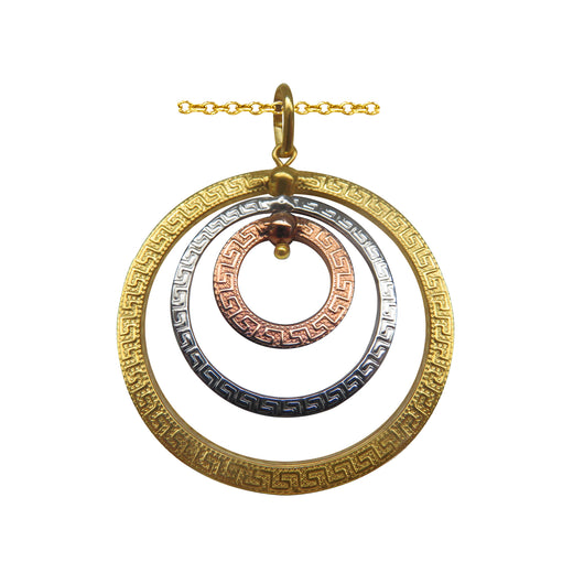 Gold Pendant 9 Carat Multi Coloured Greek Key