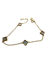Load image into Gallery viewer, Van Cleef &amp; Arpels Style Mother Of Pearl Clover Gold Bracelet Adjustable 2 Sizes 9 Carat Yellow
