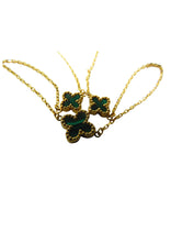 Load image into Gallery viewer, Van Cleef &amp; Arpels Style Malachite Green Clover Adjustable 18&quot;-20&quot; Yellow Gold Necklace 9 Carat
