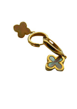 Load image into Gallery viewer, Van Cleef &amp; Arpels Style Gold Clover Mother Of Pearl Hoop Drop Earrings 9 Carat
