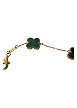 Load image into Gallery viewer, Van Cleef &amp; Arpels Style Malachite Green Large Clover Gold Bracelet 9 Carat Yellow 9 Carat
