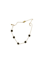 Load image into Gallery viewer, Van Cleef &amp; Arpels Style Black Clover 18&quot; Gold Necklace 9 Carat Yellow 9 Carat Available in Mother Of Pearl, Turquoise and Malachite
