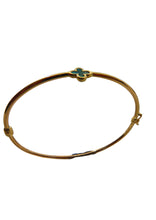 Load image into Gallery viewer, Van Cleef &amp; Arpels Style Malachite Green Clover Gold Bangle 9 Carat Yellow
