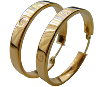 Load image into Gallery viewer, Gold Love Sunken Screw Hoop Earrings 9 Carat Yellow 28mm Diameter
