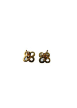 Load image into Gallery viewer, Van Cleef &amp; Arpels Style Gold Mother Of Pearl Clover Stud Earrings 9 Carat Yellow Solid Available In Malachite Green &amp; Black
