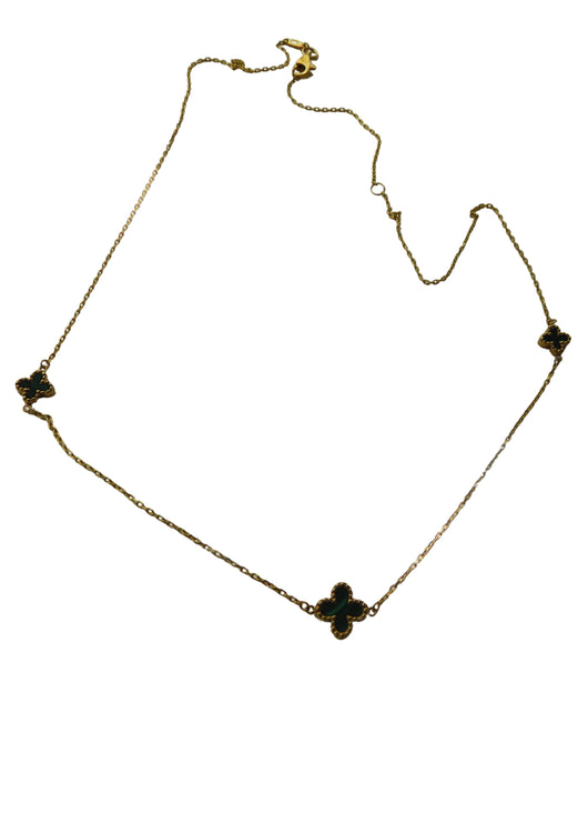 Van Cleef & Arpels Style Malachite Green Clover Adjustable 18