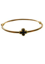 Load image into Gallery viewer, Van Cleef &amp; Arpels Style Black Clover Gold Bangle 9 Carat Yellow

