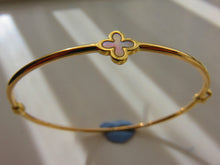 Load image into Gallery viewer, Van Cleef &amp; Arpels Style Mother Of Pearl Clover Gold Bangle 9 Carat Yellow
