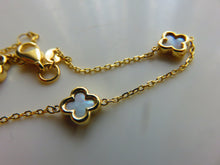 Load image into Gallery viewer, Van Cleef &amp; Arpels Style Mother Of Pearl Clover Gold Bracelet Adjustable 2 Sizes 9 Carat Yellow
