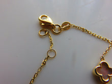Load image into Gallery viewer, Van Cleef &amp; Arpels Style Mother Of Pearl Clover Gold Bracelet Adjustable 2 Sizes 9 Carat Yellow
