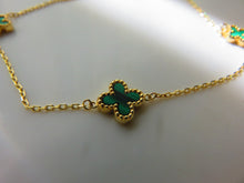 Load image into Gallery viewer, Van Cleef &amp; Arpels Style Malachite Clover Gold Bracelet 9 Carat Yellow
