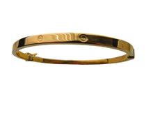 Load image into Gallery viewer, Gold Love Screw Bangle 9 Carat Yellow Ladies Hinged 4mm
