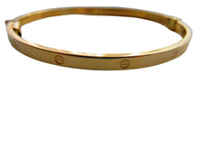 Load image into Gallery viewer, Gold Love Screw Bangle 9 Carat Yellow Ladies Hinged 4mm
