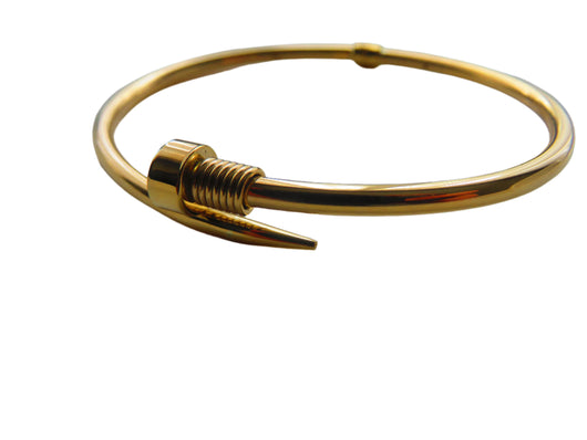 Gold Nail Bangle 9 Carat Yellow Hinged