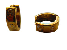 Load image into Gallery viewer, Gold Sunken Screw Love Huggies Hoop Earrings 9 Carat Yellow
