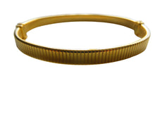 Load image into Gallery viewer, Gold Love Unlimited Ribbed Bangle 9 Carat Yellow Ladies Oval Hinged 9mm BESTSELLER
