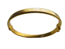 Load image into Gallery viewer, Gold Love Unlimited Ribbed Bangle 9 Carat Yellow Ladies Oval Hinged 9mm BESTSELLER
