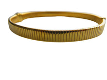 Load image into Gallery viewer, Gold Love Unlimited Ribbed Bangle 9 Carat Yellow Ladies Oval Hinged 9mm BESTSELLER
