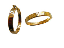 Load image into Gallery viewer, Gold Love Sunken Screw Hoop Earrings 9 Carat Yellow 28mm Diameter
