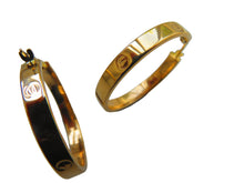 Load image into Gallery viewer, Gold Love Sunken Screw Hoop Earrings 9 Carat Yellow 28mm Diameter
