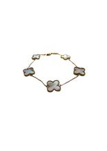 Load image into Gallery viewer, Van Cleef &amp; Arpels Style Mother Of Pearl Large Clover Gold Bracelet 9 Carat Yellow 9 Carat Available in Malachite Green and Black
