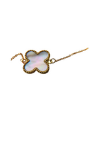 Load image into Gallery viewer, Van Cleef &amp; Arpels Style Mother Of Pearl Large Clover Gold Bracelet 9 Carat Yellow 9 Carat Available in Malachite Green and Black
