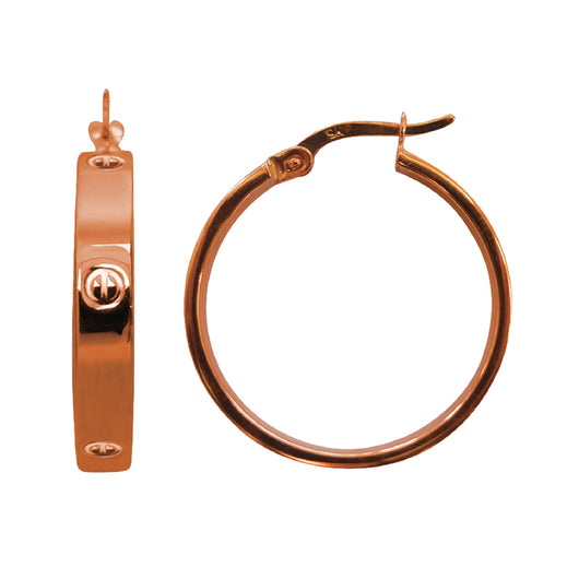 Gold Love Sunken Screw Hoop Earrings 9 Carat Rose 28mm Diameter