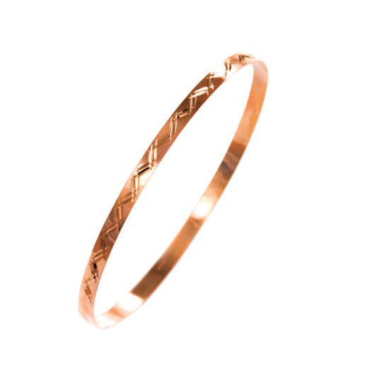Gold Slave Bangle Solid 9 Carat Rose Diamond Cut 4mm