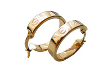 Load image into Gallery viewer, Gold Love Sunken Screw Hoop Earrings 9 Carat Yellow 18mm Diameter
