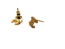 Load image into Gallery viewer, Gold CC Stud Earrings 9 Carat Yellow All Natural Stones Small
